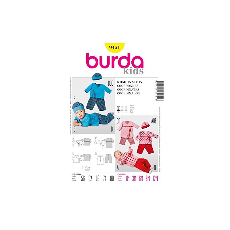Burda B9451 Coordinates Sewing Pattern (19 x 13cm) [English Language