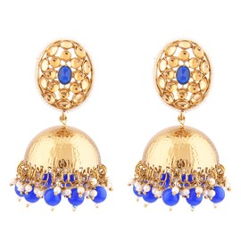 Efulgenz Indian Earrings for Women Indian Bollywood Faux Pearl Crystal Kundan Rhinestone Wedding Jhumka Jhumki Dangle Earrings Jewelry Set