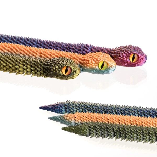 Memogizz 3 Pcs 3D Printed Mini Snake, 3D Printed Animals,