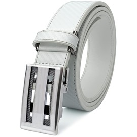 GONZ Golf Belt, Cool and Attractive, Men's Belt, Large Size, Stepless Adjustable Belt (White)