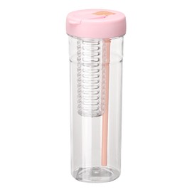 sourcing map Fruit Infuser Water Bottle 850ml / 29 oz Plastic LeakProof Shatter Proof Water Bottle with Foldable Straw for Gym Camping Travel Cold Drinks, Pink