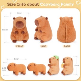 SuzziPals 5-in-1 Capybara Stuffed Animals with Babies Inside, 5PC Set Capybara Plush with Mommy & 4 Babies, Soft Toy Decor, Cute 3 to 8 Year Old Girl Boy Gifts, Imaginative Play Toy(Capibara)