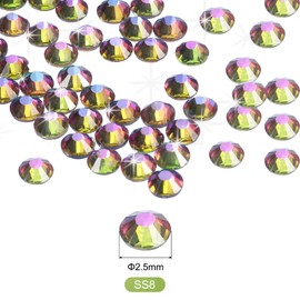 sourcing map 2880 Pcs Hotfix Rhinestones Flatback Crystal Glass Gems Art Rhinestones for Crafts Clothes DIY Decoration(SS8 2.5mm,Bright White)