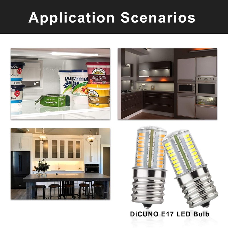 DiCUNO E17 LED Bulb Dimmable, Under Microwave Oven Appliance Light,