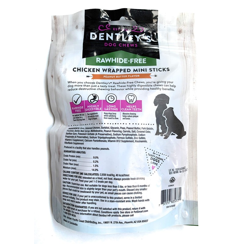 DENTLEY'S Rawhide Free Chicken Wrapped Mini Sticks - Peanut Butter