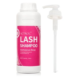 ACTROL Lash Extension Cleanser Rose 500ml Eyelash Shampoo Lash Wash Shampoo Lash Cleanser Foam with Salon and Home Care