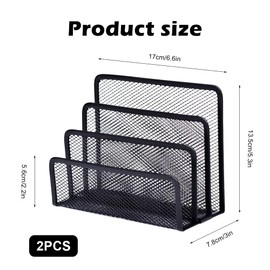 Umllpet Pack of 2 Letter Holder Desk, Desk Organiser, Metal Black, Letter Sorter Organiser with 3 Compartments, Letter Box, Letter Holder, Desk Organiser for Study, Office, Living Room