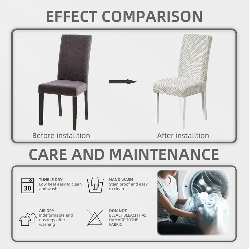 Promindflyplka Dining Room Chair Covers - Anti-Cat Scratch, Washable, Regular