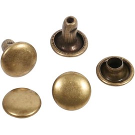 Juego de 100 remaches de latón de doble tapa, botones de metal antiguo para reparación de piel, manualidades, decoración, 8 mm x 8 mm/0.31 pulgada x 0.31pulgada