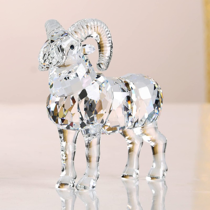 Realistic Animal Crystal Goat Art Figurine Collection Table top Ornament