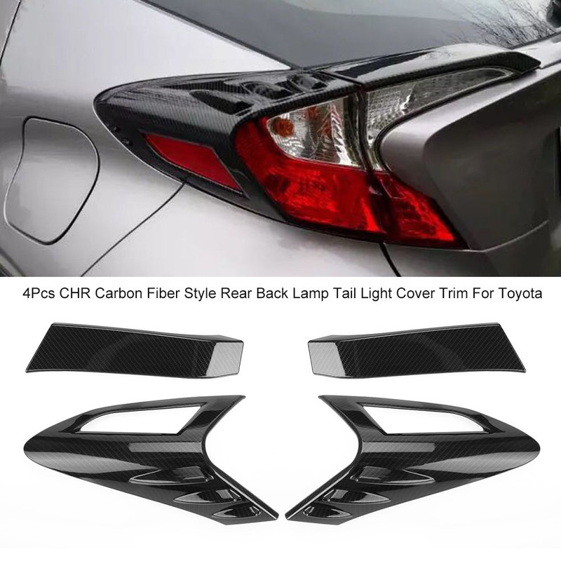 Rear Light Cover, Yctze 4 Pieces Carbon Fibre Style Rear