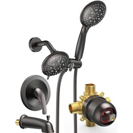 SR SUN RISE 35-Spray Shower Faucet 3-Way Combo Shower Head and Hand Held Shower Separately or Together, Single-Handle Tub and Shower Trim Kit, Oil Rubbed Bronze (Valve Include）
