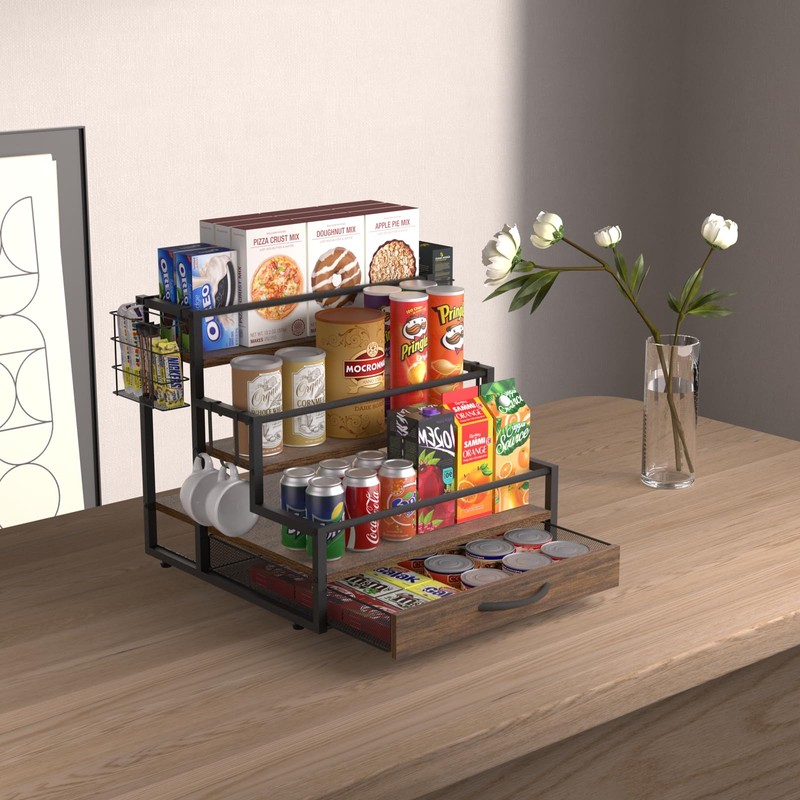Coffee Syrup Organizer Rack, 4-Tier Syrup Bottle Holder Stand with