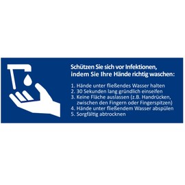 Pack of 5 Stickers, Hand Washing, Note Sign for Instructions for Washing Hands and Hand Hygiene DIN A6 Long (7.4 x 21 cm) (Hand Washing)