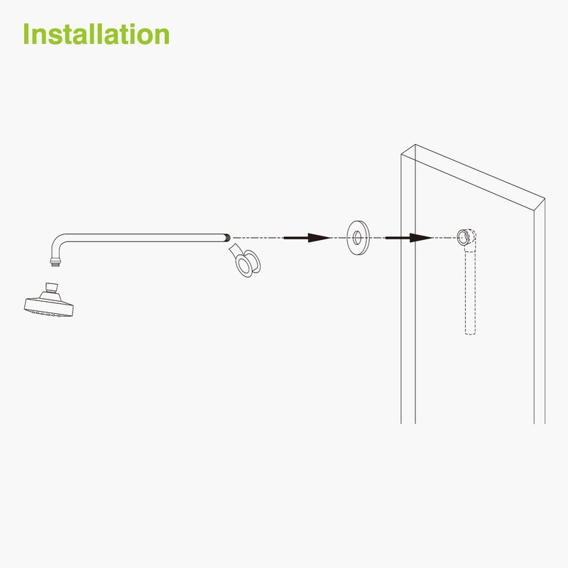 Naiture 90 Degree Shower Head Extension Arm, 20 inch Length