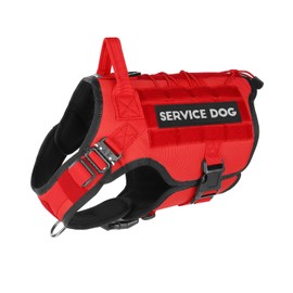 PETNANNY Tactical Service Dog Vest - No-Pull Emotional Support Harness with Hook & Loop Patches & Molle System for Training & Hunting (Red, Medium)