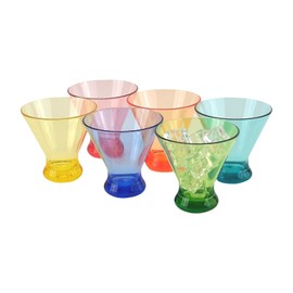 yongzhenlite Set of 6 Martini glass 9 oz Stemless Glasses,Heavy Base Stable Cocktail/Drink/Juice/Red Wine Glasses,Fits Ice Cream/Milkshakes,Dishwasher Safe,Ideal Gift for Home Party (Multi color)