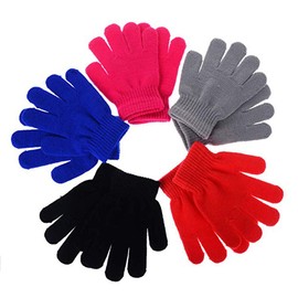 BSMTEBN 5Pairs of Kids Gloves Boys Winter Gloves Stretchy 5 Fingers Full Fingers Gloves Knitted Magic Gloves Suit (5Pair Mixed)