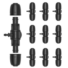 DEWIN Irrigation Fittings Kit, Barbed Tee Connector for Drip Irrigation1/2 inch to 1/4 inch Anti Drop Irrigation Tube 10pcs Premiun for Lawn Farm and Garden(13mm ID/ 4mm ID) 3.3 x 1.7 inch