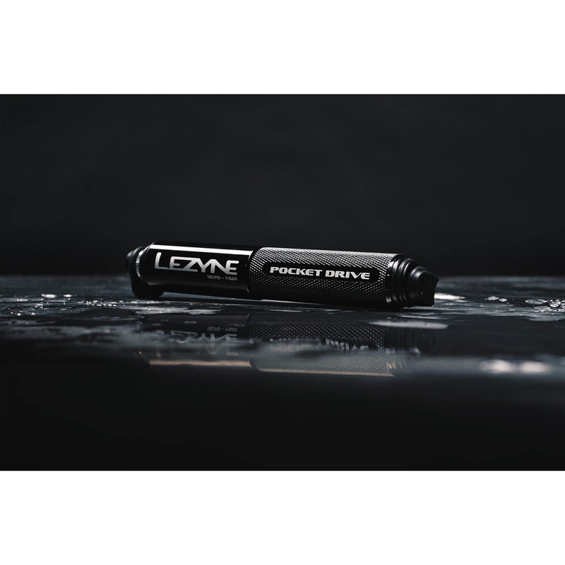 Lezyne Pocket Drive Cycling Mini Pump - Grey/Logo/High Pressure Cycle