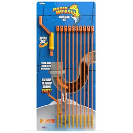 FlexiSnake Drain Weasel Sink Snake Hair Clog Remover Tool, Sink, Pipe, Bathroom, Bathtub Drain Cleaner, 18-inch Long, Flexible, Made in The USA, 10 Pack Wand Refills and Removable Handle