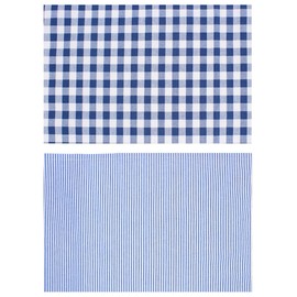 miwaki GC-NV ST-BL Placemat, Fabric Placemat, For Kids, Boys, Girls, Elementary School, Set of 2, Simple, with Name Tag, Motif, Gingham Check, Navy, Stripe, Blue