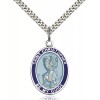 Bliss Sterling Silver Saint Christopher Catholic Medal Pendant Necklace 24"