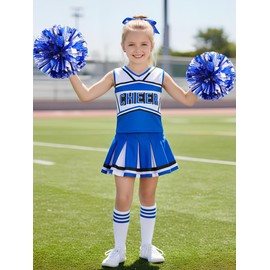 ZGXYZXMY - Disfraz de animadora para niñas, disfraz de animadora para niños, fiesta de Halloween, regalo de cumpleaños (azul, 7-8 años)