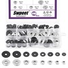 Swpeet 140Pcs 8 Sizes #8#10#12#14 Stainless Steel Neoprene EPDM Bonded Sealing Washers Gasket Assortment Kit, Rubber Bonded Sealing Washers for 8# 10# 12# 14# Screws