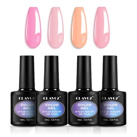 CLAVUZ Semi-Permanent Nail Polish 4pcs Gel Polish Set Semi-Permanent Nail Gel Kit by UV LED Nail Polish Gel Polish for Nails Soak Off Manicure - SET08