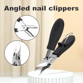 Eagle Beak Beveled Nails Clippers, Stainless Steel Angled Nail Clipper Set with Ear Pick Set for Ingrown or Thick Toenails