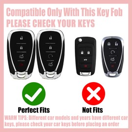 Rayslesan Key Fob Cover with Leather Holder Compatible with Airtag/RFID,Compatible with Chevy Trailblazer Blazer Camaro Cruze Traverse,RFID Protector,Car Key Accessories(4-Button, Silver)