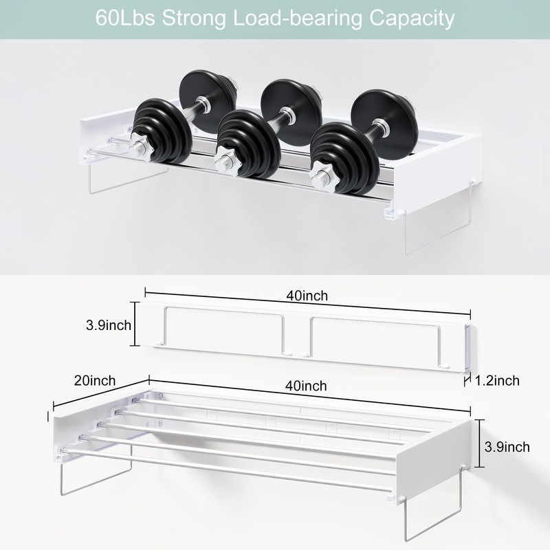 Wall Mounted Laundry Rack, Collapsible Clothes & Towel Drying Rack