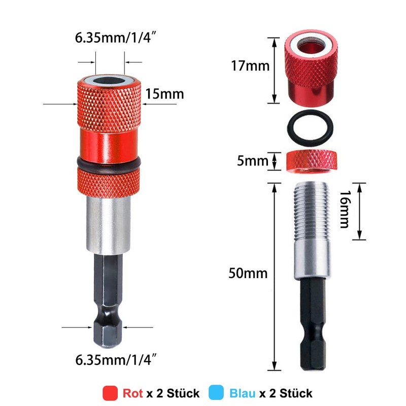 Saipor 4 Pieces Magnetic Drywall Bit Holder 1/4 Inch Hex