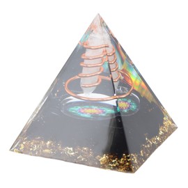 Healing Crystal Pillar Pyramid 6CM Epoxy Positive Energy Generator Meditation Pyramid for Stress Relieve Attract Wealth Lucky Home Decor