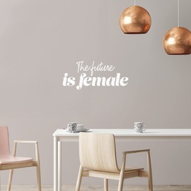 Vinyl Wall Art Decal - The Future is Female - 11" x 25" - Trendy Inspirational Feminism Quote Sticker for Woman Home Bedroom Work Office Living Room Store Decor (White)