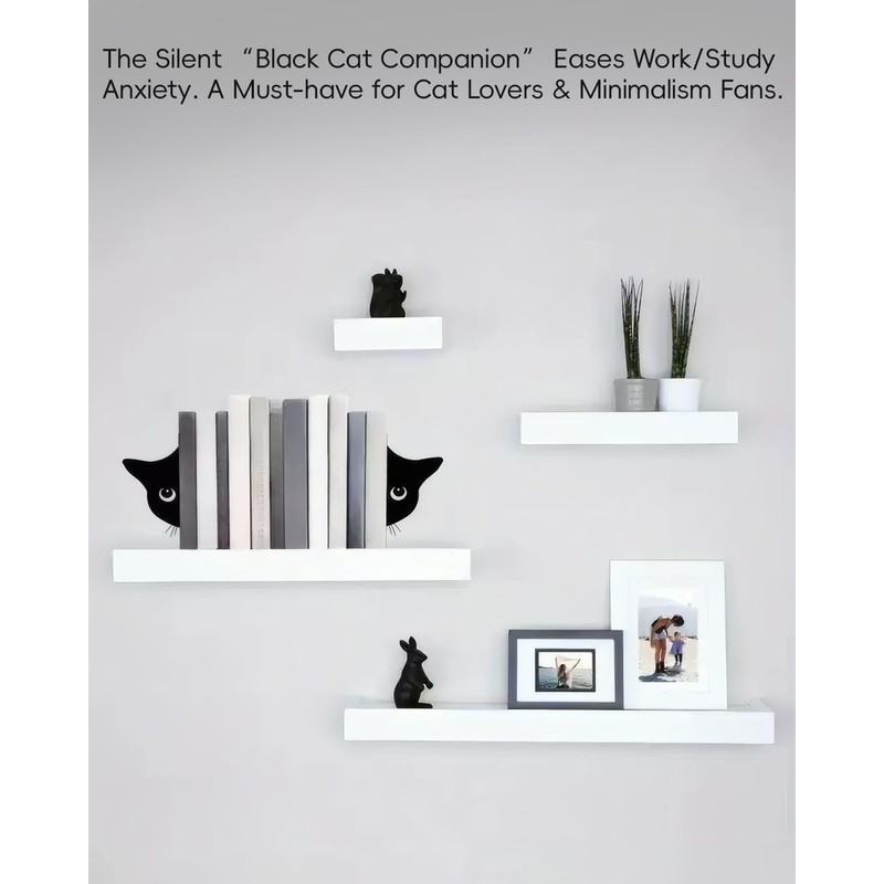 Metal Cat Bookends, 1 Pair Cute Cat Bookends for Shelves