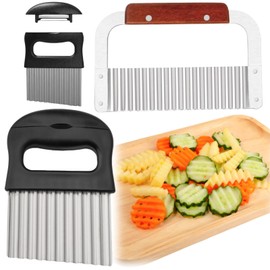 Wellenschneider für Pommes,2 Stück Wellenschneider aus Edelstahl,Wellenmesser Kartoffelschneider für Kartoffeln,Wellenschneider für Gemüse und Obst,Edelstahl Kartoffel Gemüsehobel