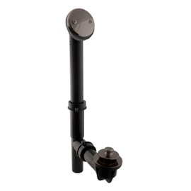 Westbrass 597144-12 14" Black Poly Tubular Bath Waste & Overflow Assembly with 2-Hole Faceplate and Pull to Open Drain Plug, 1-Pack, Oil Rubbed Bronze