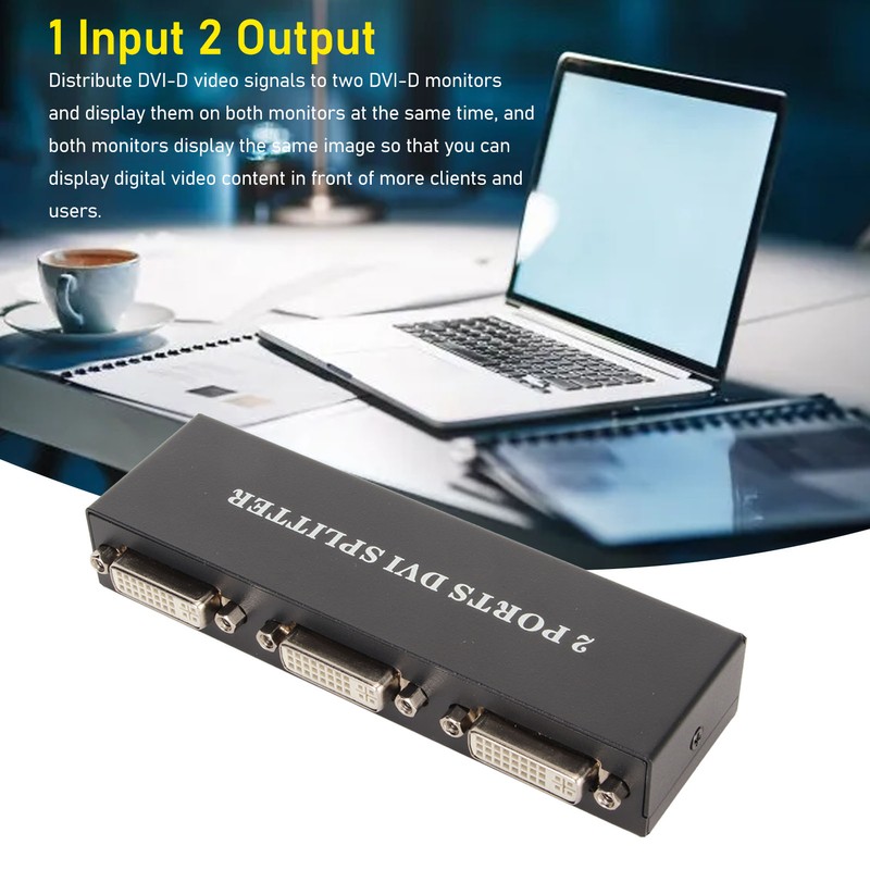1x2 DVI Splitter 1 in 2 Out Support Resolution Up