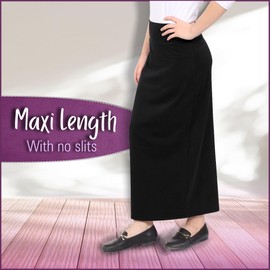 Kosher Casual Women's Modest Cotton Stretch Long Maxi Pencil Skirt Small Black