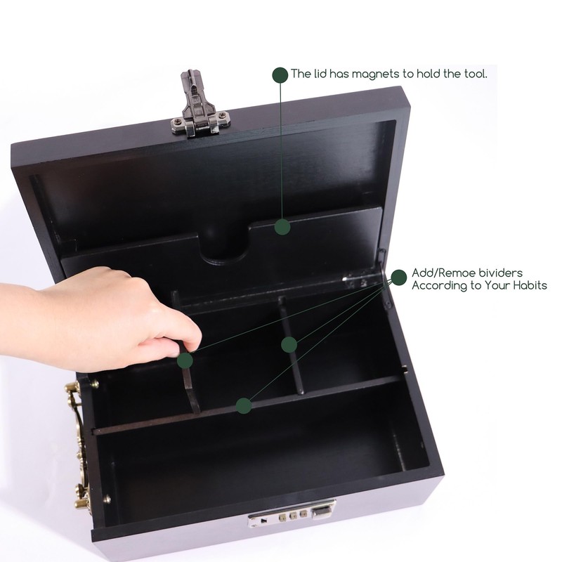 JIABOLANG Large Bamboo Box with Combination Lock,Home Decorative Storage Box