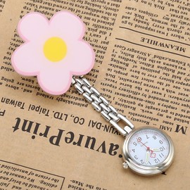 JSDDE FOB Nurse's Watch Heart Rate Monitor Chain Watch with Clip Analogue Quartz Pocket Watch (Flower)