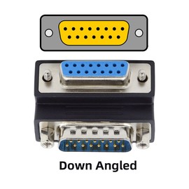 cablecc 15pin DB Connector DSUB RS232 D-subminiature Male Nut to Female Screw Down 90 Degree Angled Extension Adapter