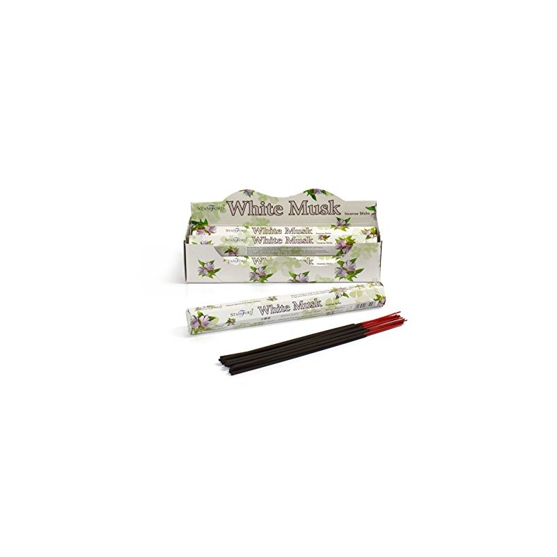 STAMFORD INC. 37109 White Musk Incense Sticks, 20 Sticks x