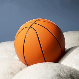 Silent Basketball-2025 Upgrade Grooved Airless Foam Basketball for Quiet Dribbling and Indoor Training-Quiet Ball Indoor Training Higher Bounce Noiseless Basketballs (Groove style orange, 28.5)