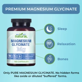 Why Not Natural Magnesium Glycinate Capsules Supplement - Vegan, 100% Pure, No Filler - Supports Sleep and Relaxation