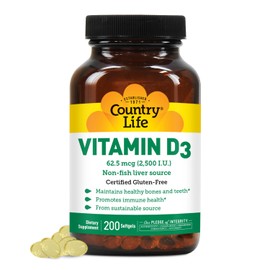 Country Life Country Life Vitamin D3 2500 IU Soft Gels, Larger, 200 sg, 200 Count