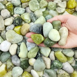 FANTIAN 40 lbs Jade River Rocks for Garden, 1-2 Inch Polished Stones, Decorative Pebbles for Plants Outdoor, Vases, Backyard, Craft and Landscaping