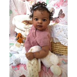 Zero Pam Black Reborn Baby Girl Dolls 19 Inch Full Body Silicone Reborn Baby Black Newborn Dolls Lifelike African American Doll Realistic Anatomically Correct Baby Doll